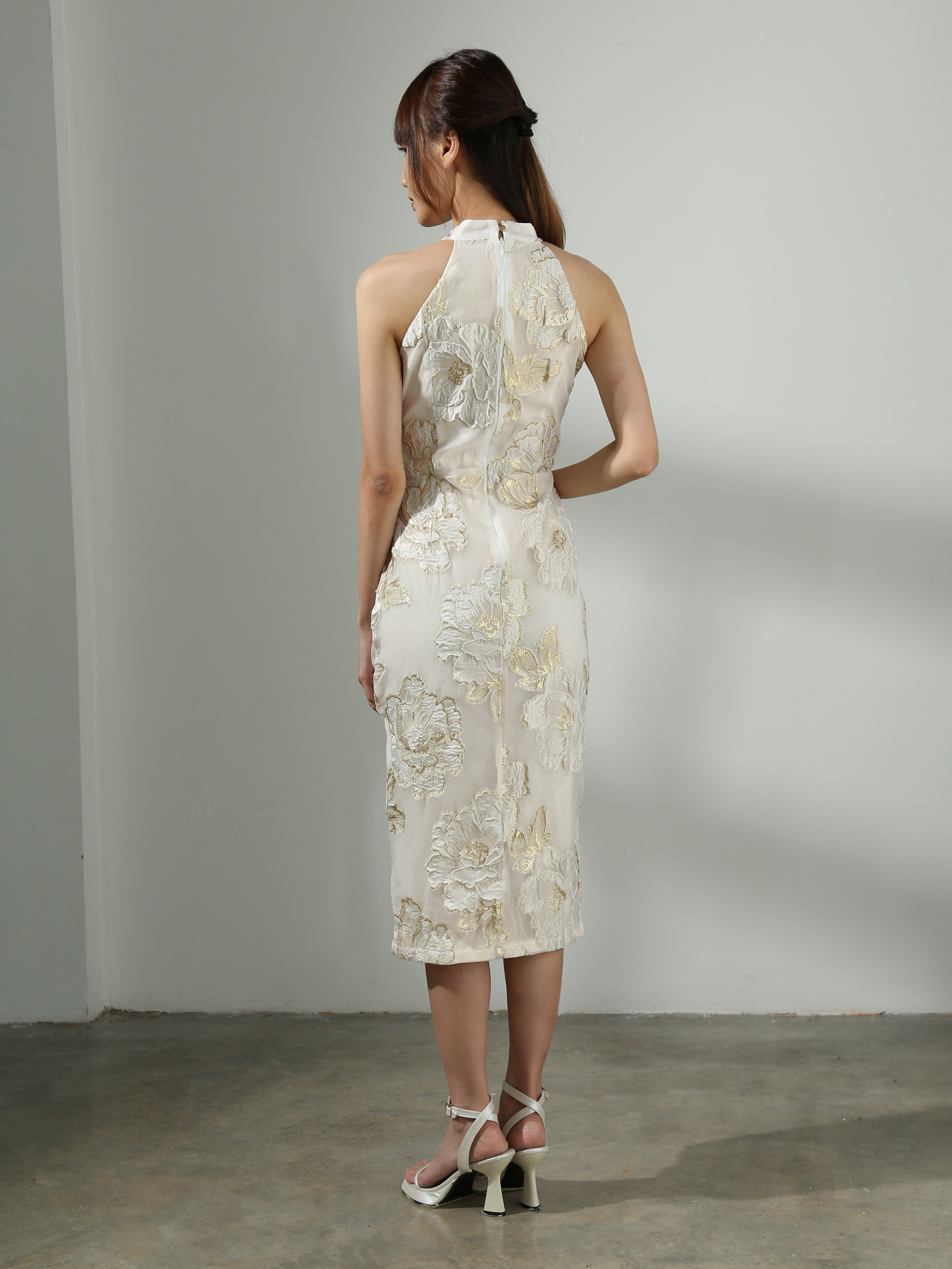 Flower Cheongsam Halter Dress AC603 (SPO)