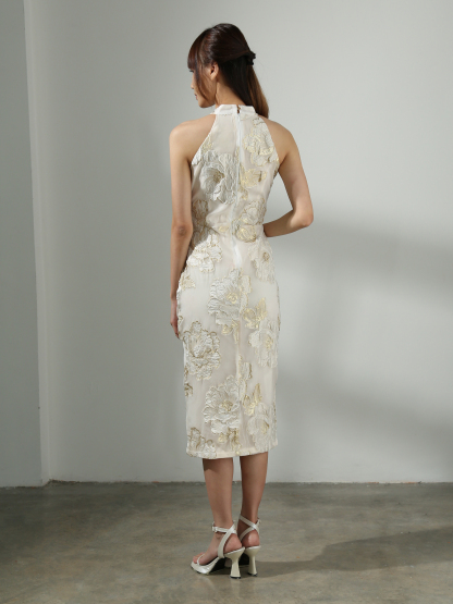 Flower Cheongsam Halter Dress AC603 (SPO)