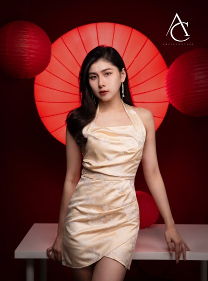 Floral Halter Wrinkled Dress AC622