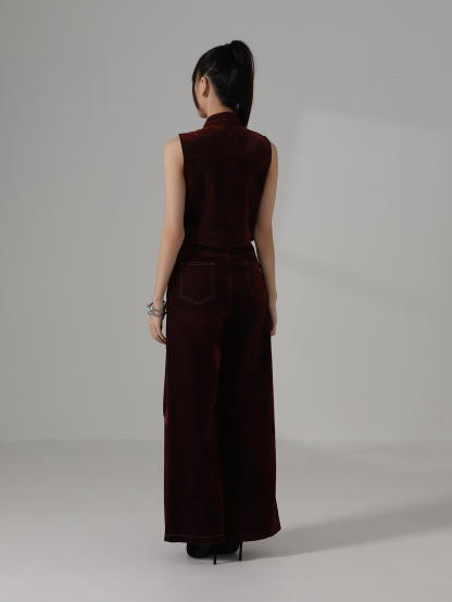 Denim Halter Top And Shorts Set AC854