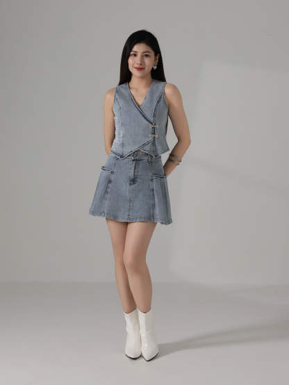 Sleeveless Denim CNY Vest AC856