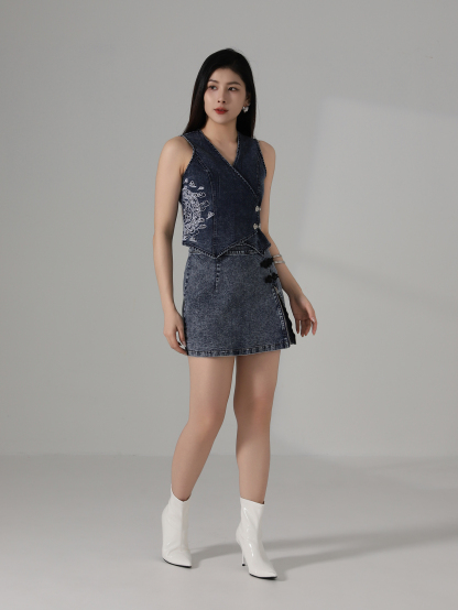 Sleeveless Denim CNY Vest AC856