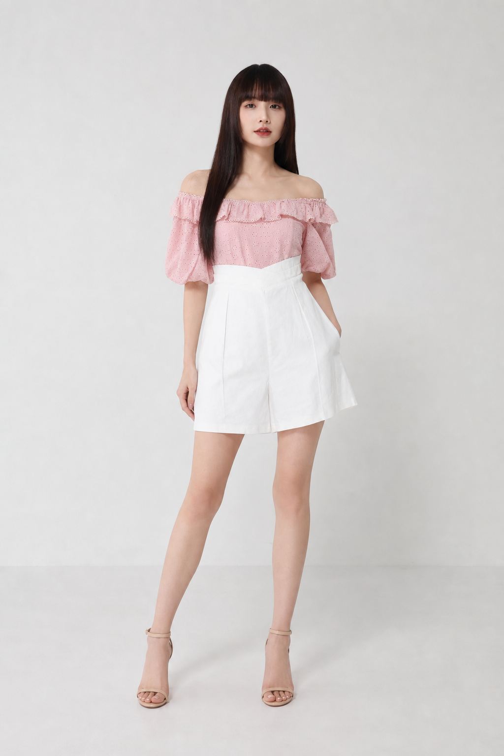 Off Shoulder Eyelet Jumpsuit 18969
