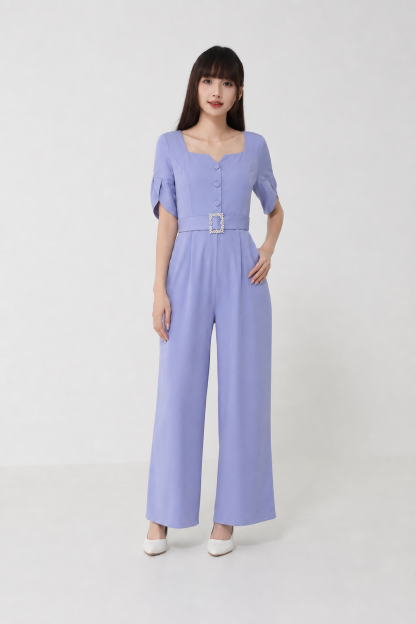 Sweetheart Neckline With Belt Jumpsuit 