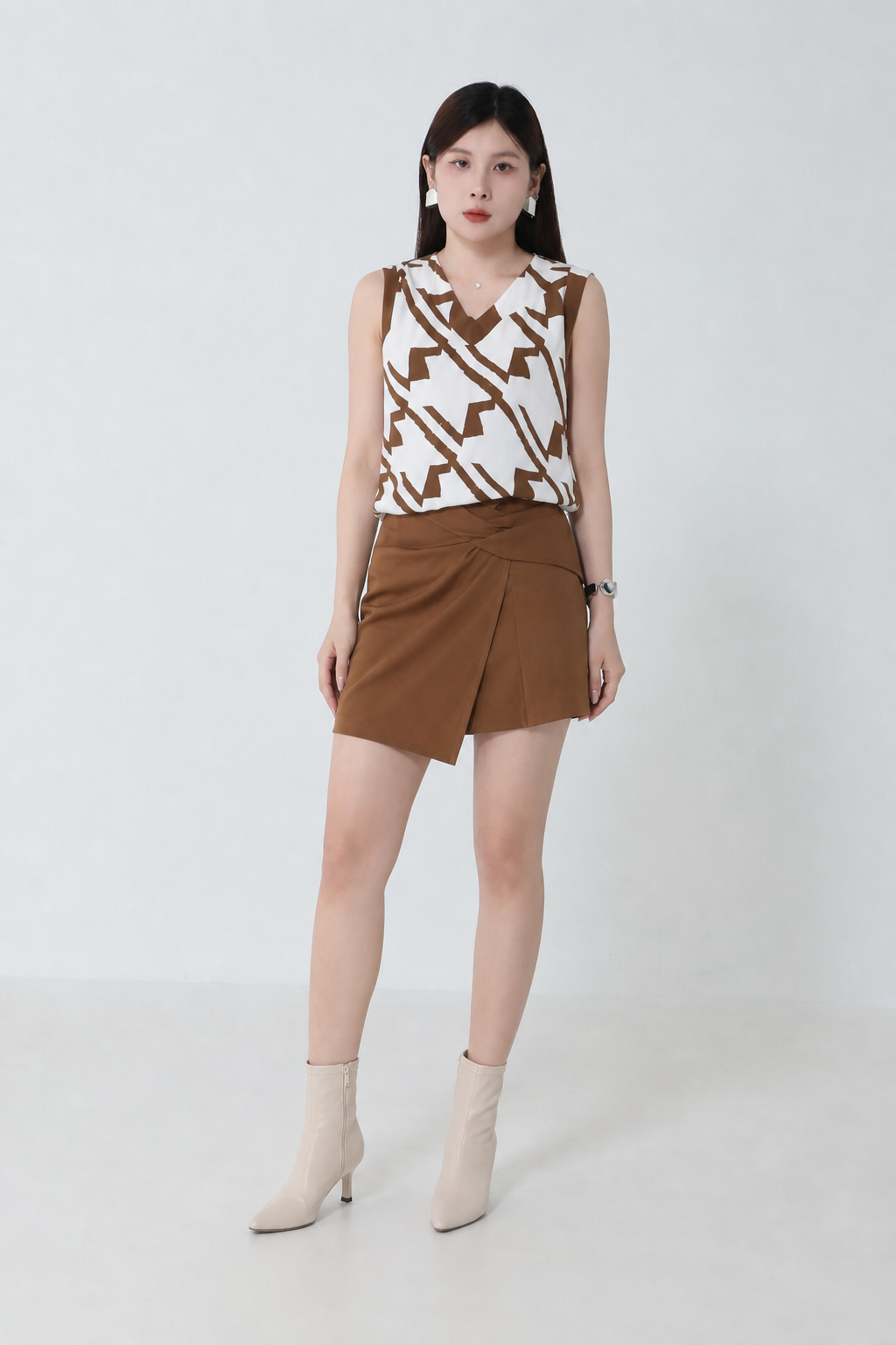 High Waist Side Twist Irregular Long Skirt 