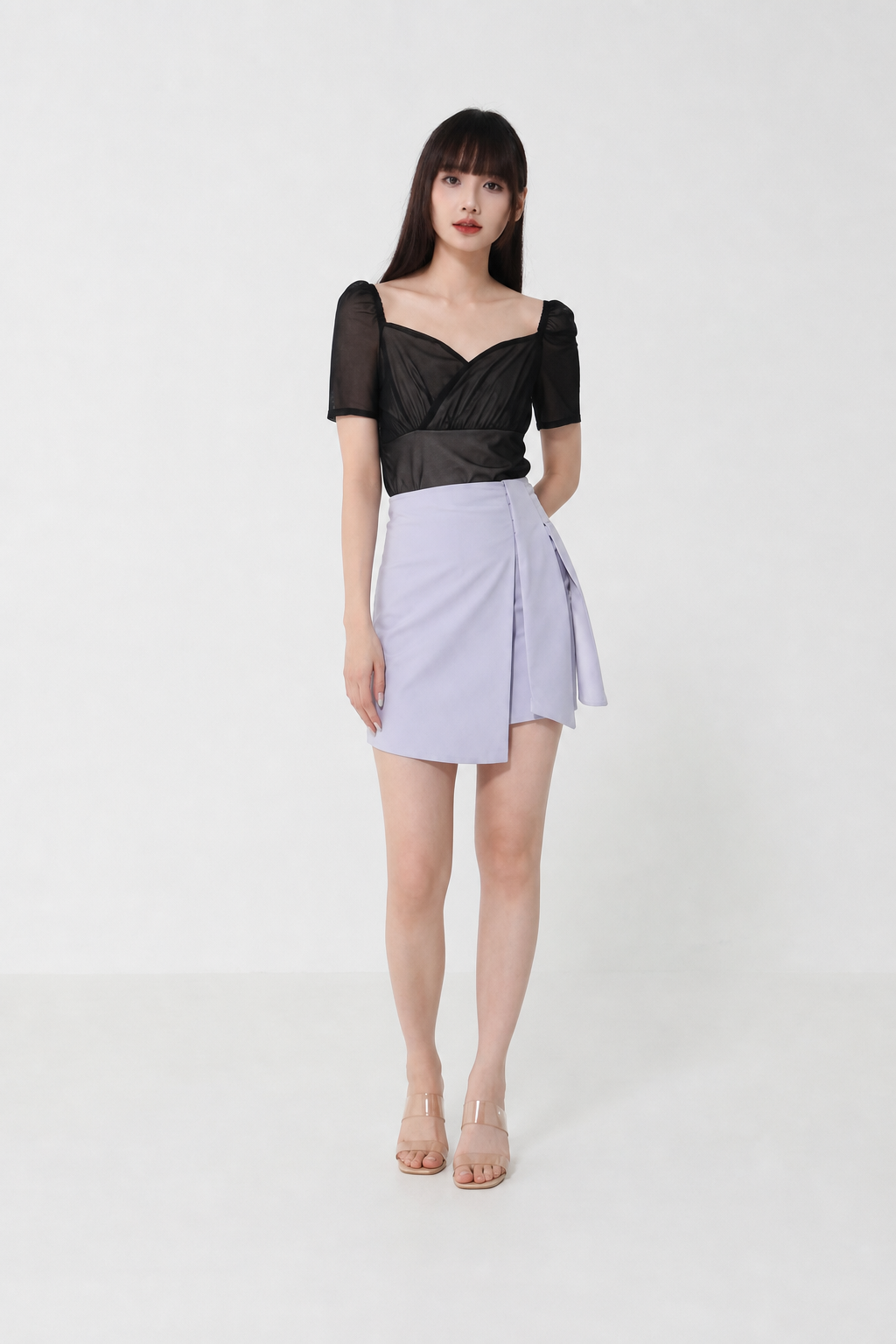 Sweetheart Neckline Wrap Lace Top 