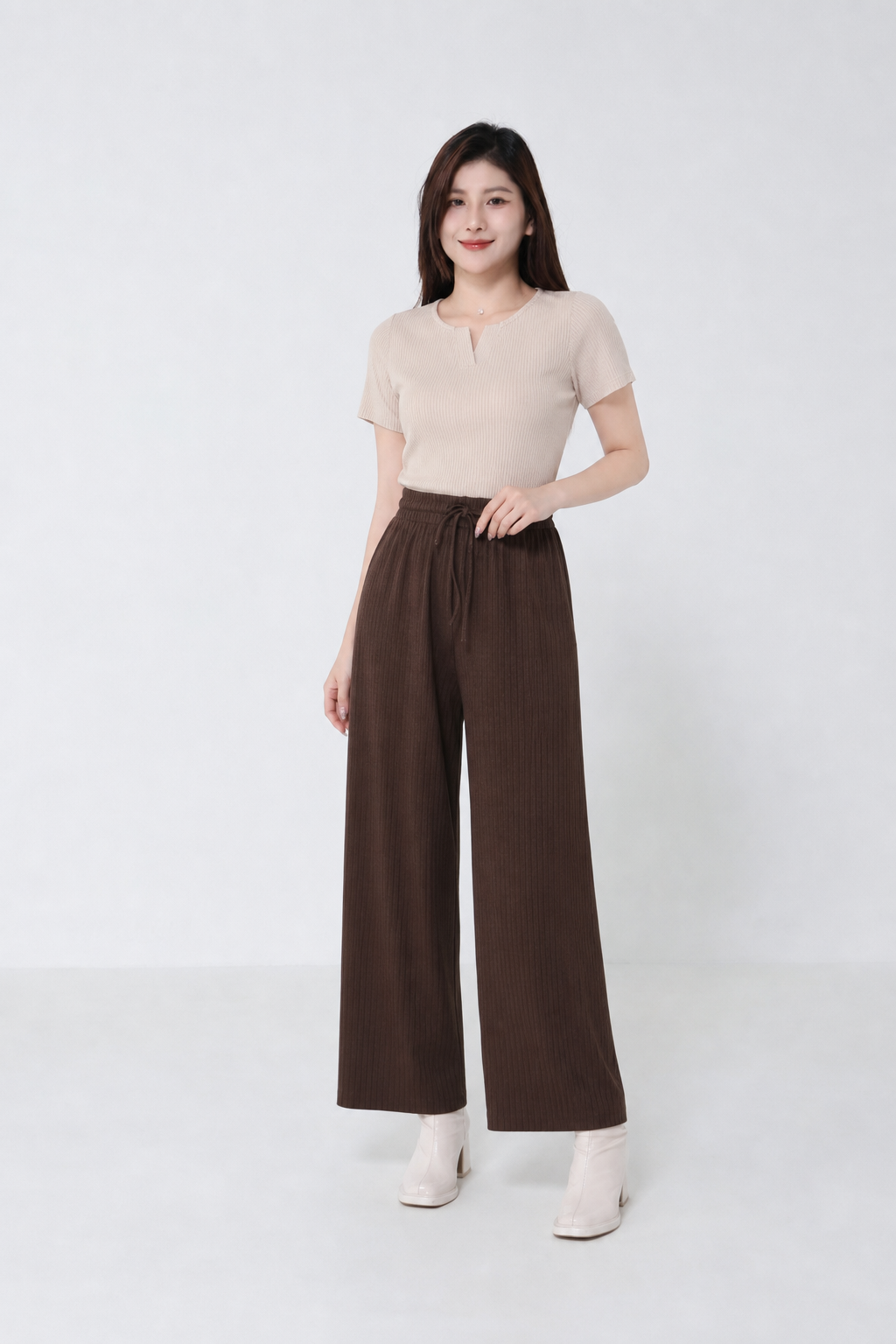 Casual Sweetheart Neckline Basic Top With Long Pants Set 