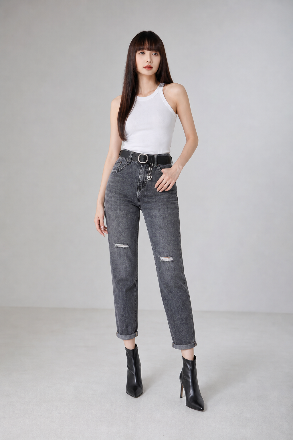 Denim Ripped Long Pants 17075