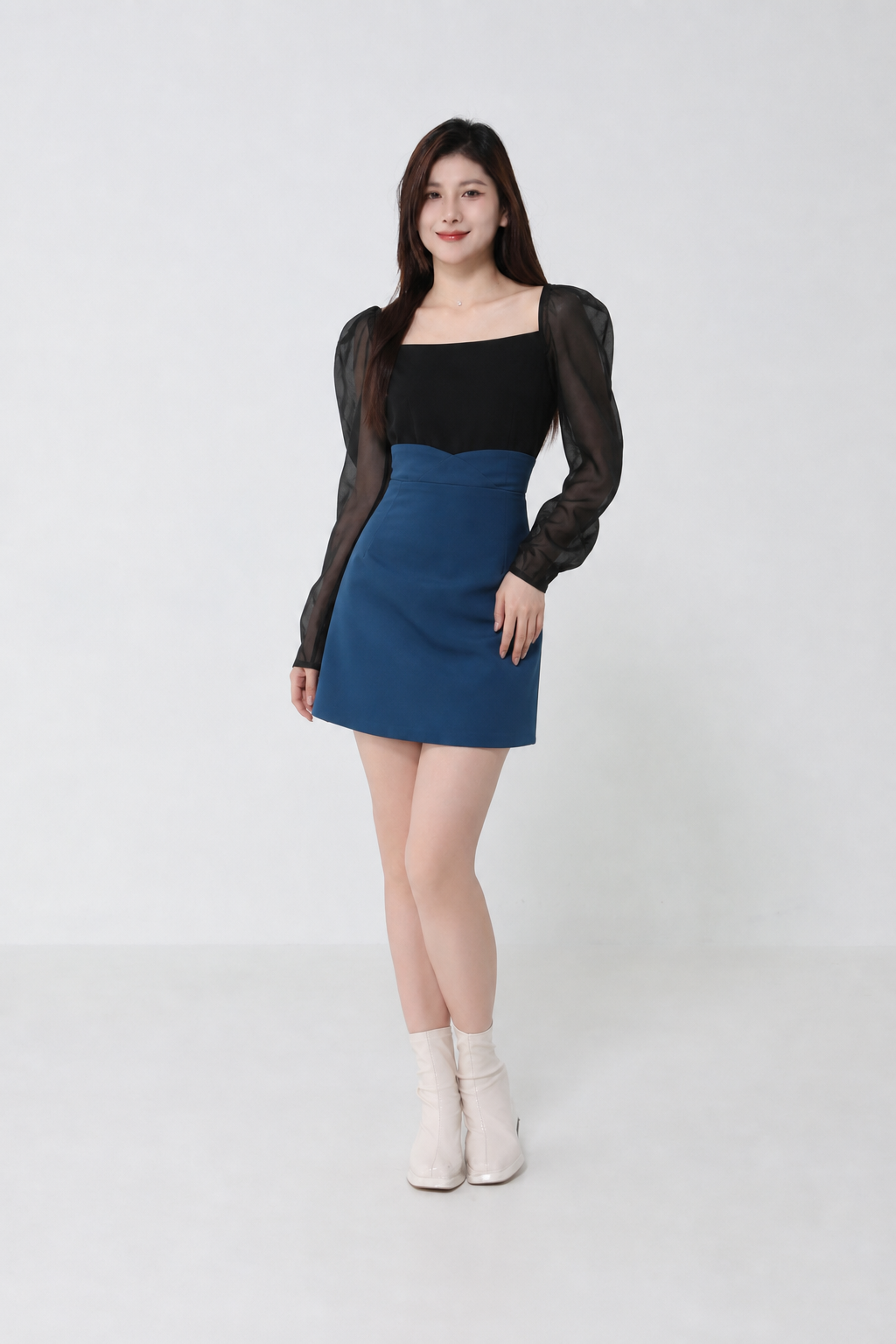 High Waist Side Pleated Skirt 