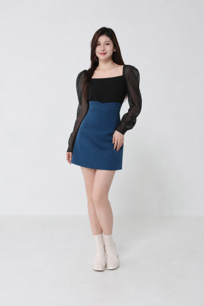 High Waist Side Pleated Skirt 