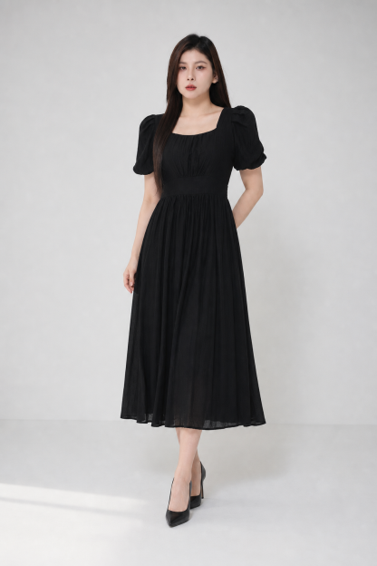 Short Sleeve Pleaetd Dress 34724