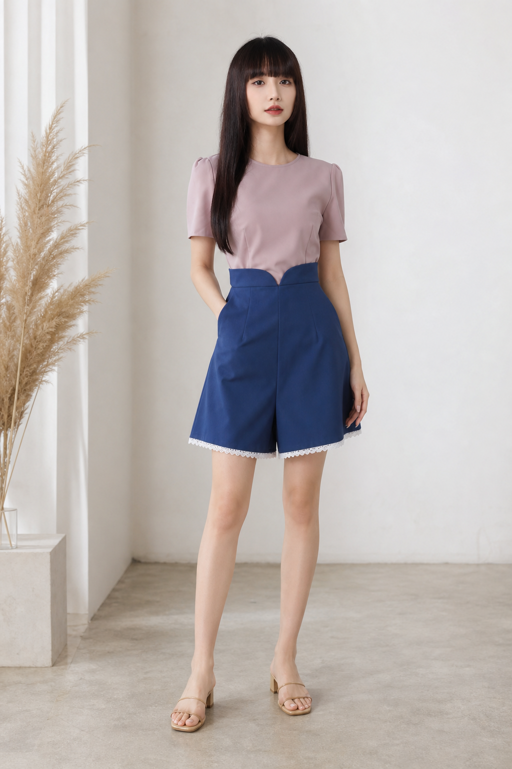 Two Tone V Shape Jumpsuit 16250