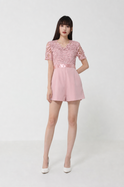 V Neck Eyelet Jumpsuit 
