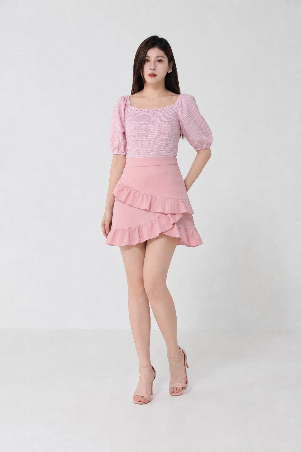High Waist Layered Ruffles Short Skirt 14749