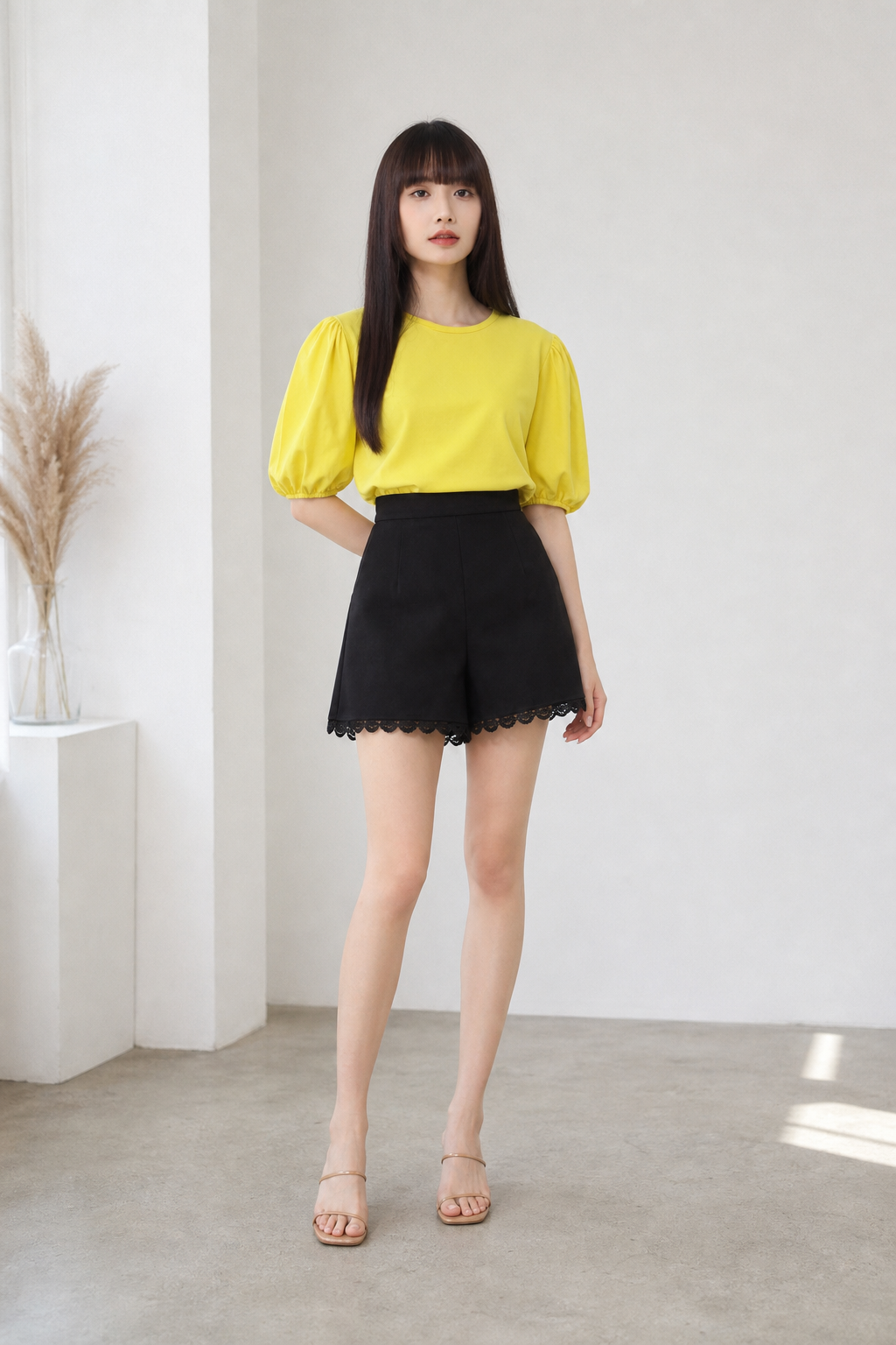 Puff Sleeve Basic Top 16936