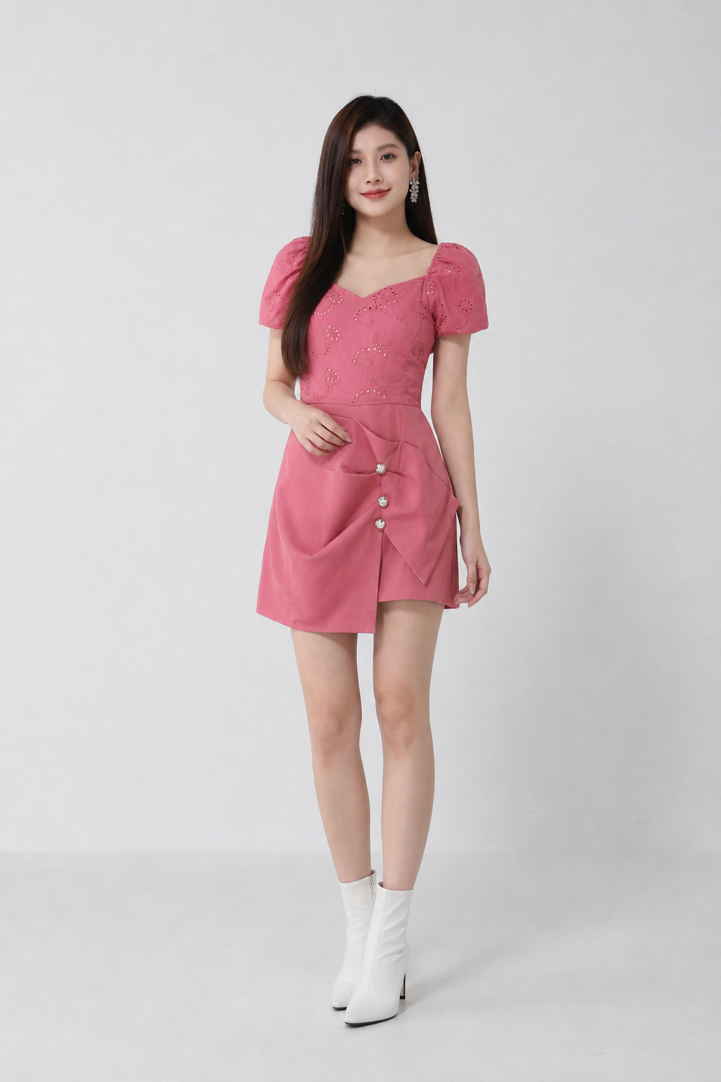 Eyelet Puff Sleeve Jumpsuit