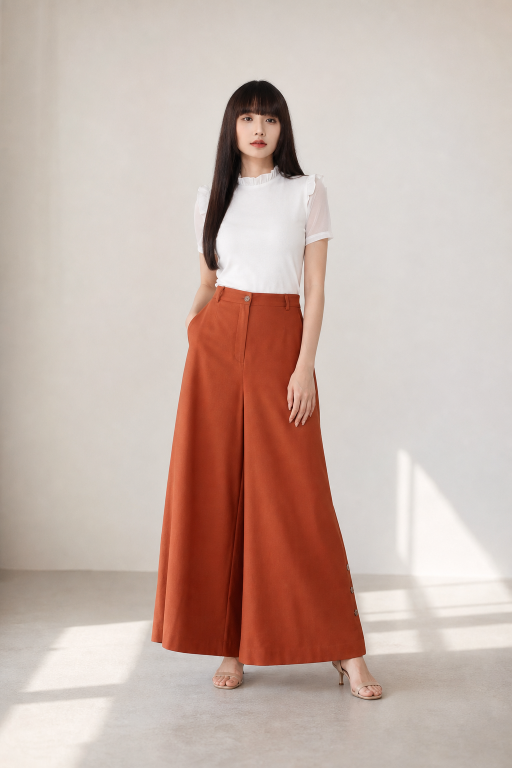 Side Bottom Split Long Pants 17181