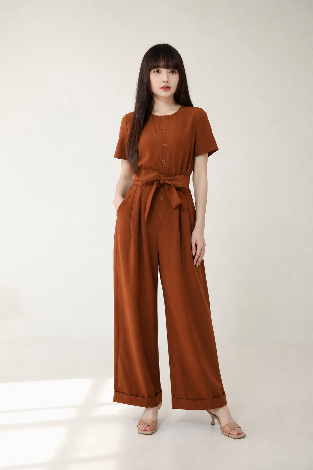 Front Decorative Button Jumpsuit 17185