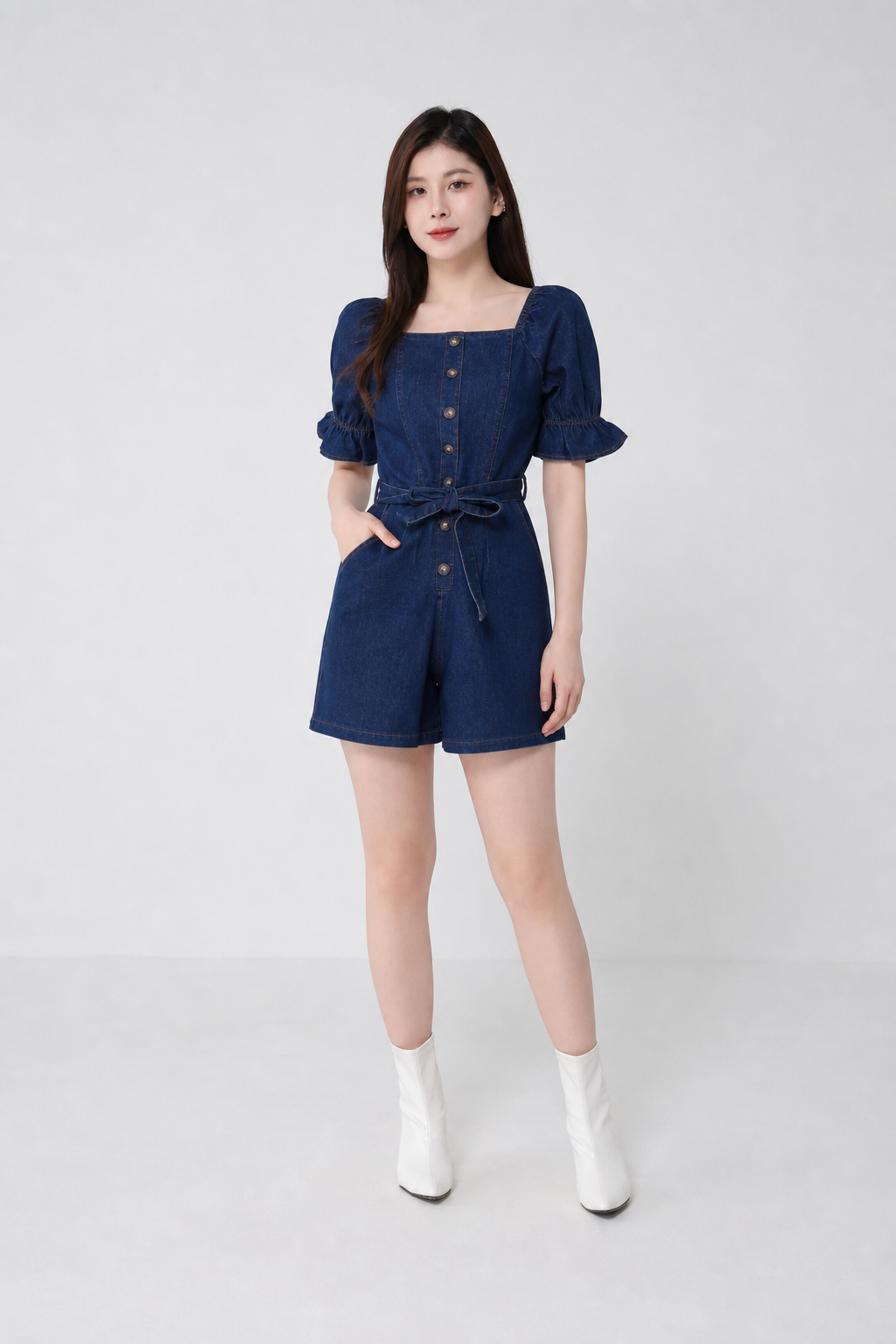 Denim With Belt Jumpsuit 18821