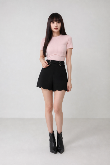 Plain Short Sleeve Top 18096