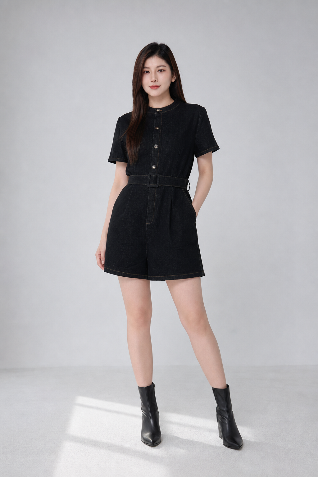 Denim With Belt Jumpsuit 18823