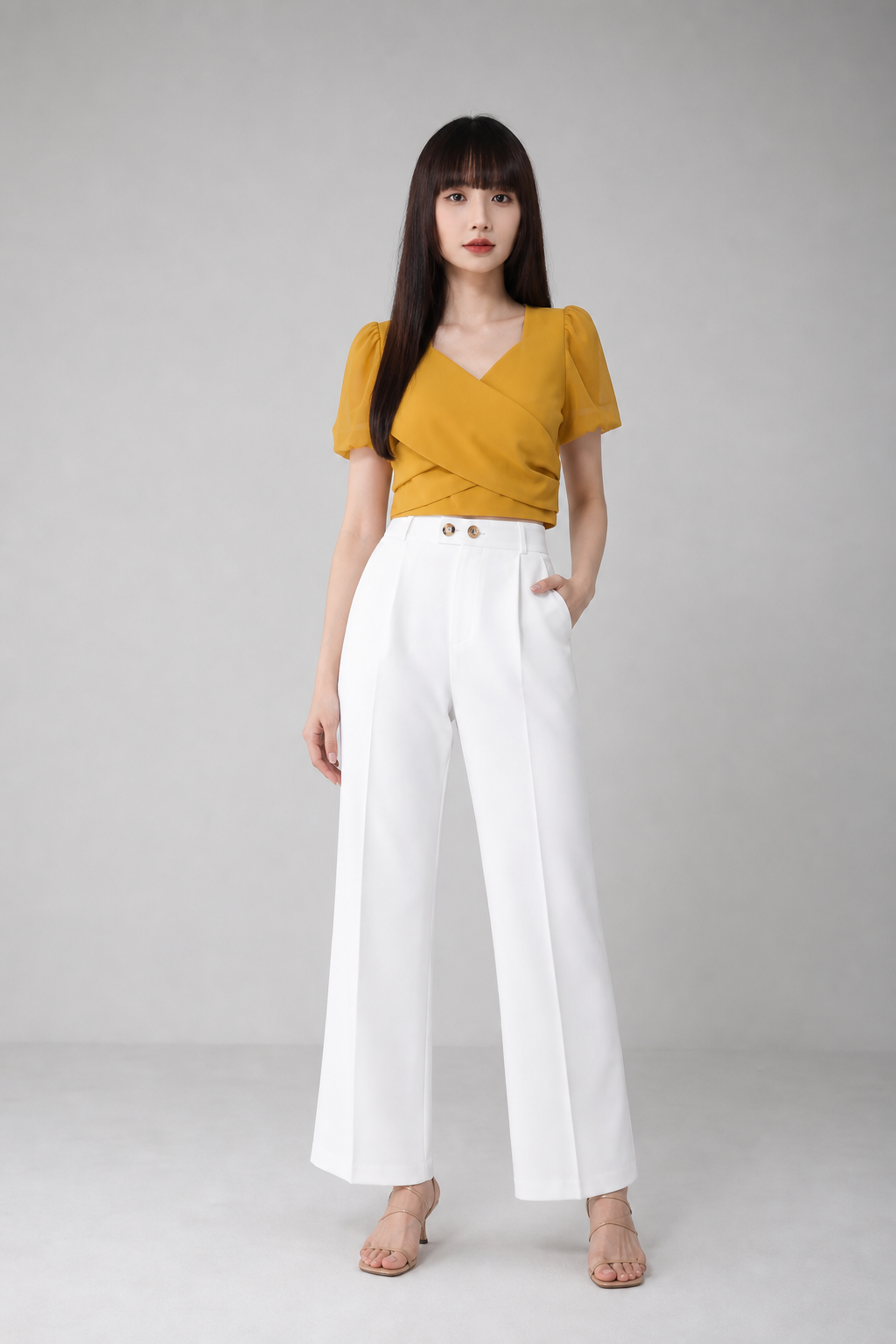 Cross Puff Sleeve Top 17208