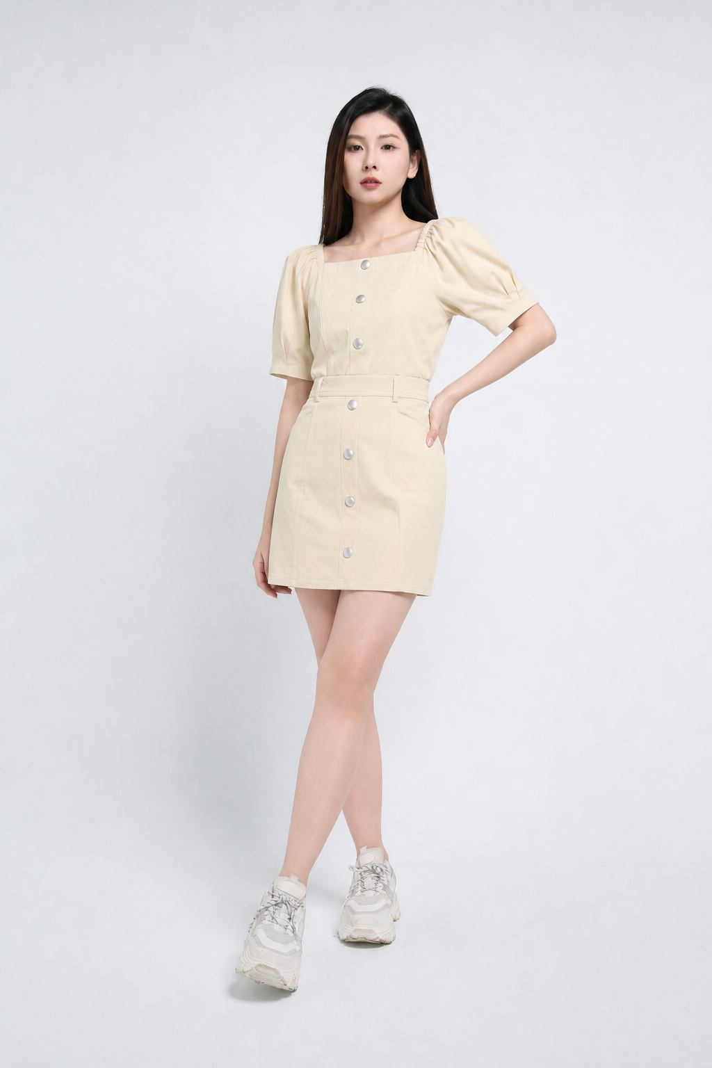 Square Neck Puff Sleeve Set 
