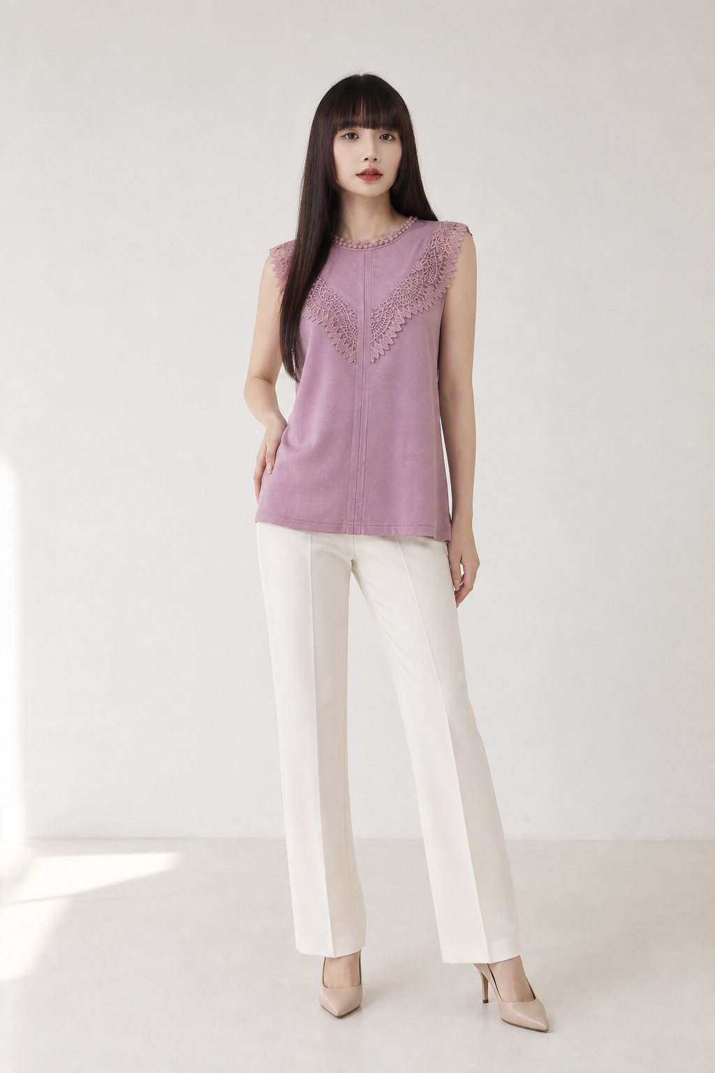 Sleeveless V Lace Top 17652