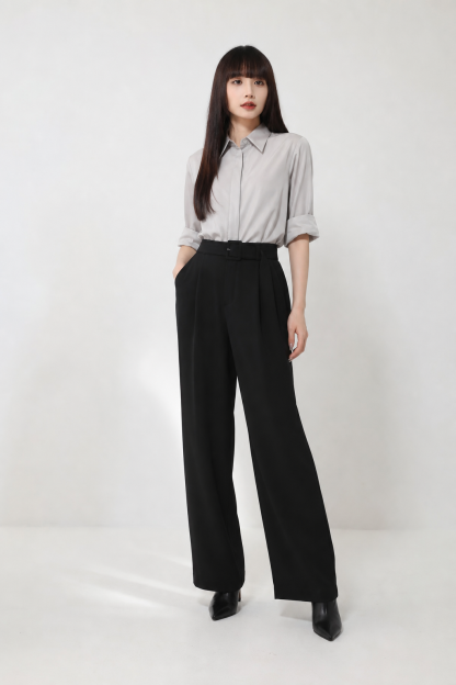 Bottom Drawstring Collar Front Button Top 17239