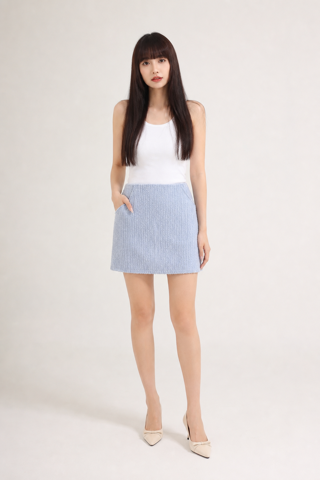 High Waist Lace Stripe Short Skirt 16477