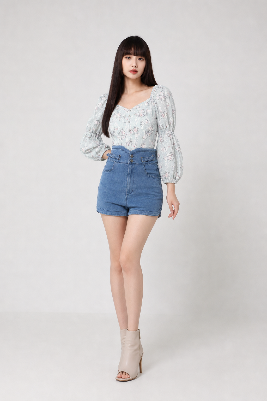 Off Shoulder Lace Long Sleeve Top 16093