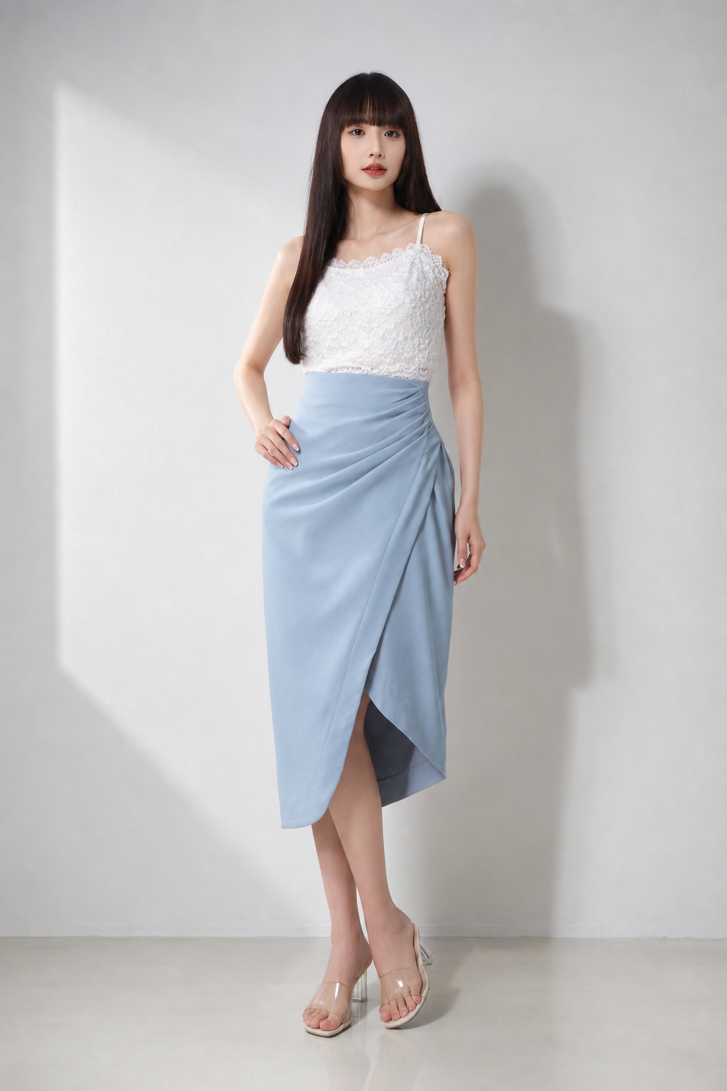 Side Split Pleated Irregular Long Midi Skirt 18367