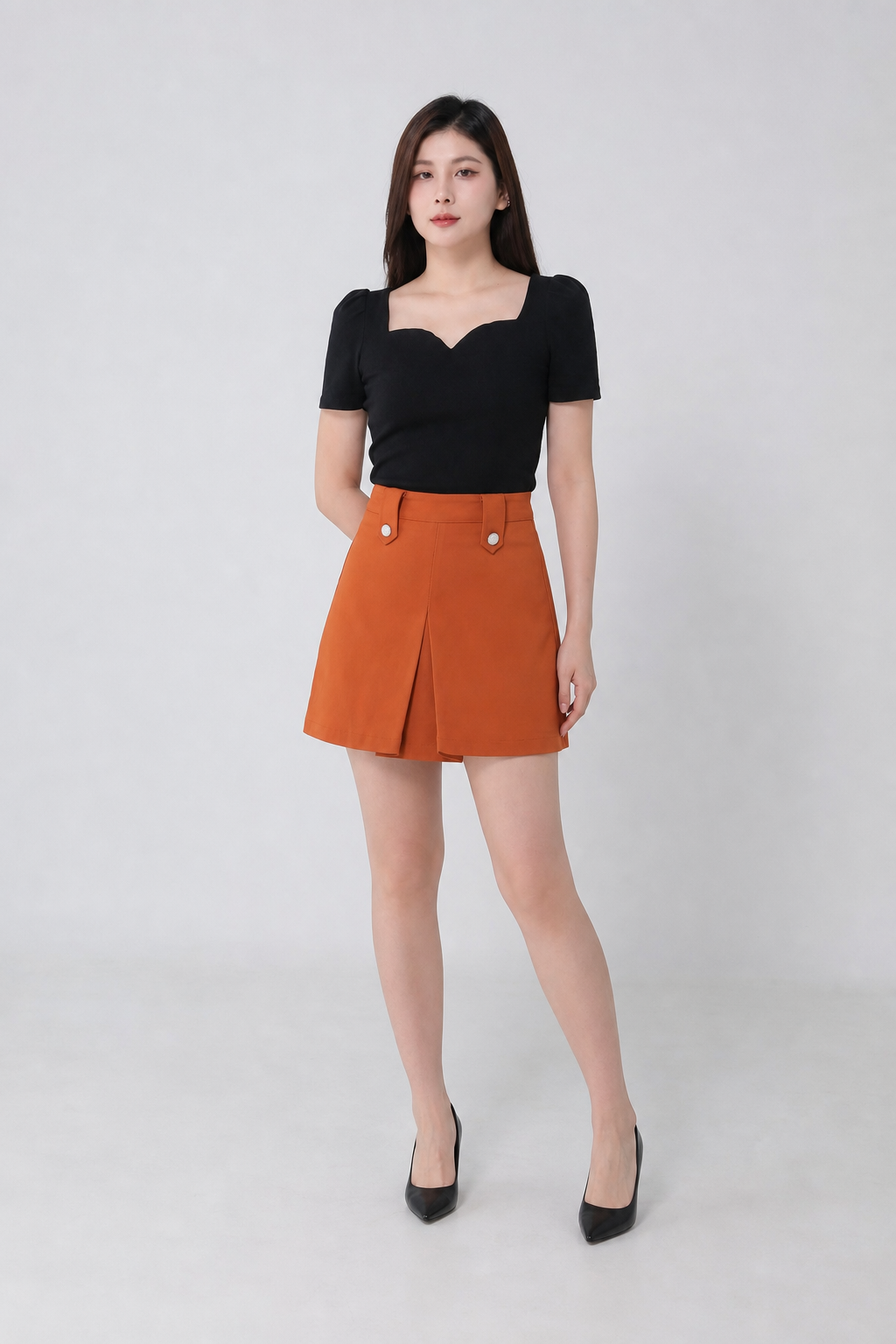 High Waist Back Zip Skirt Pants 34623