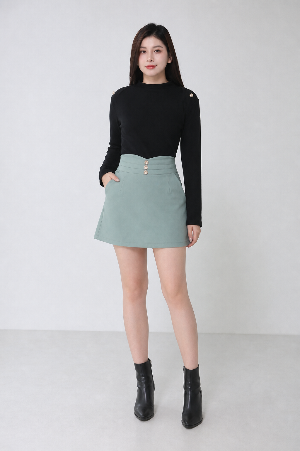 High Waist Side Pocket Skirt Pants 34625