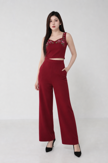 Floral Sleeveless Plain Sets 18862