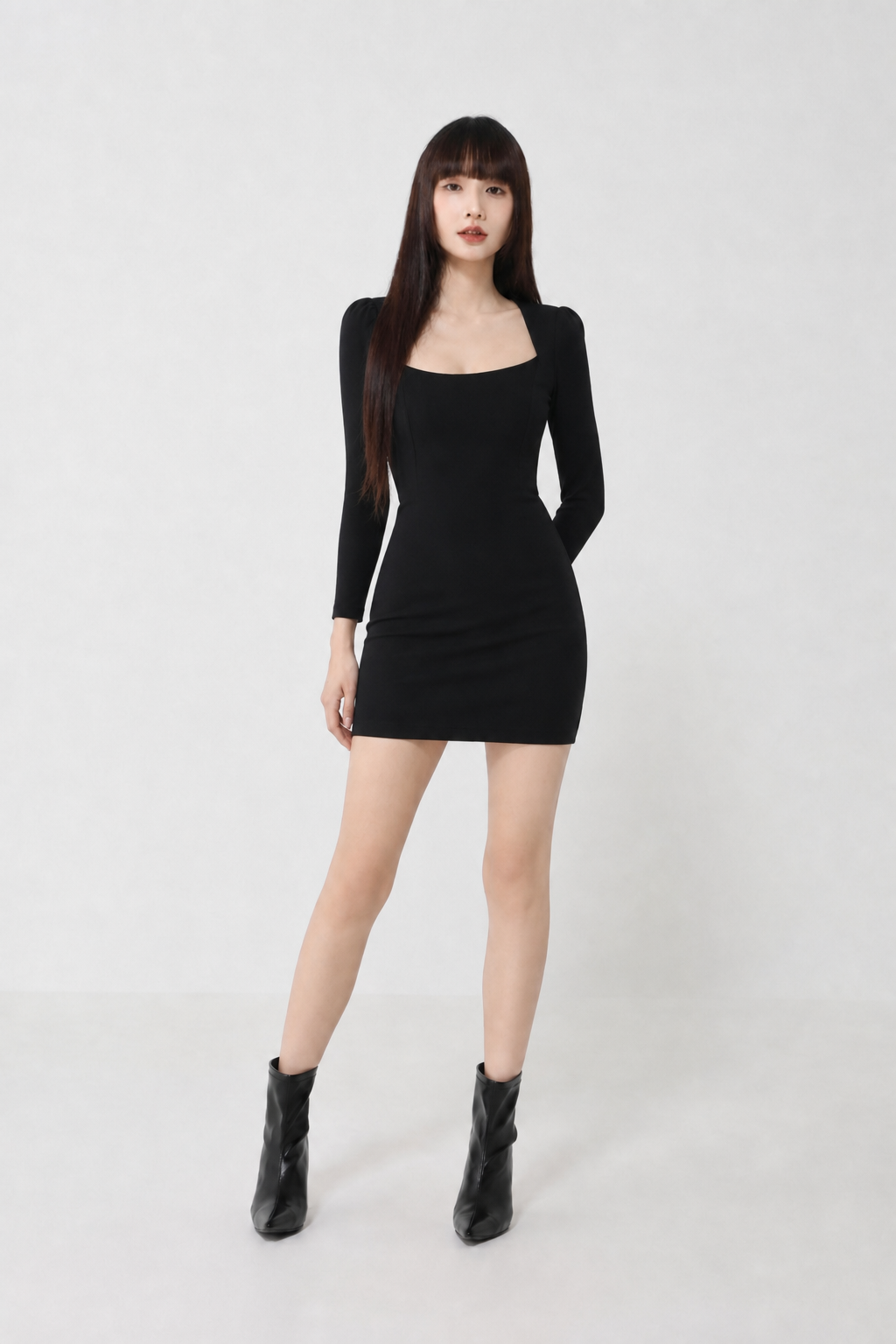 Fake Two Piece Long Sleeve Dress 