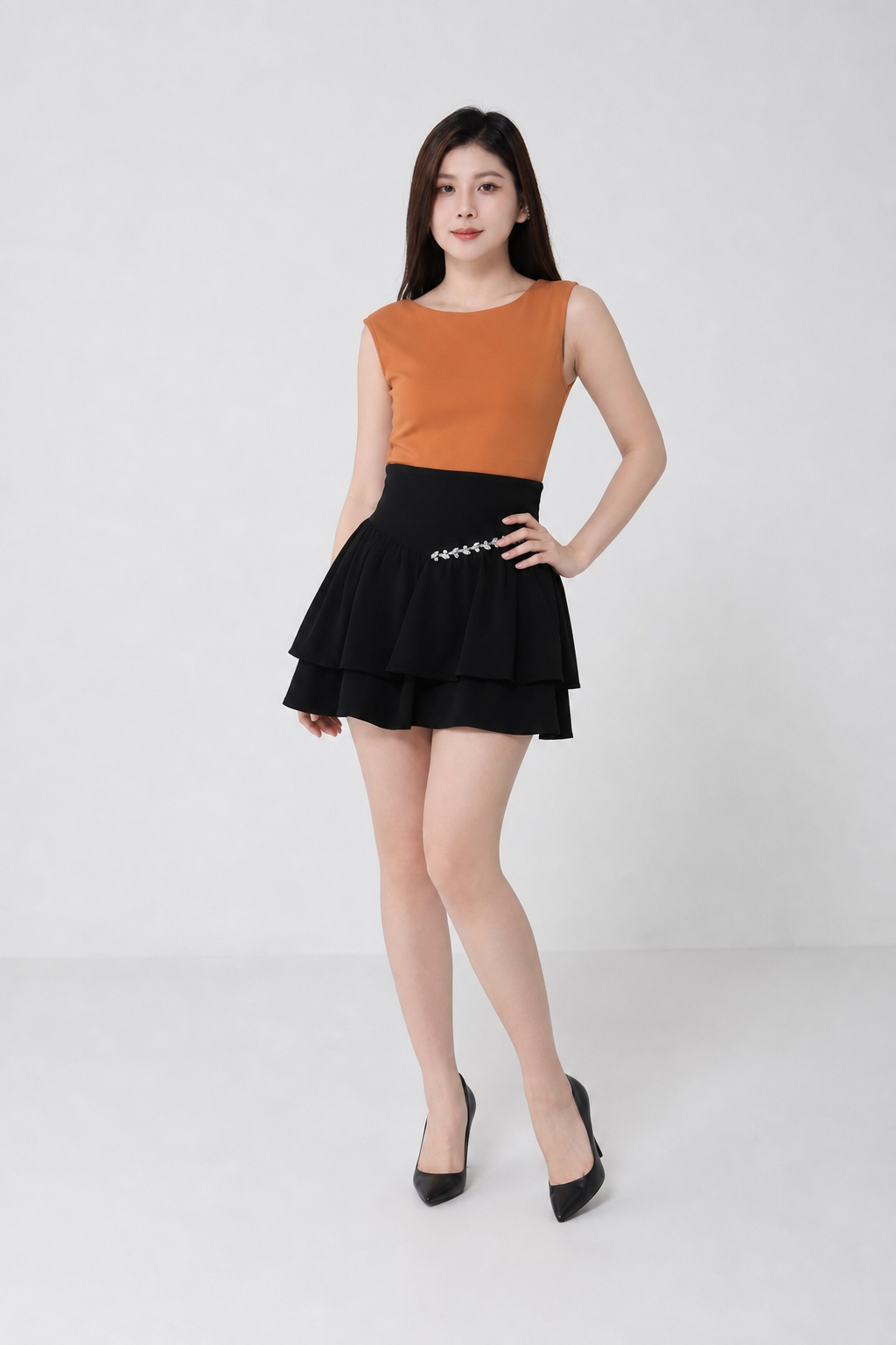 High Waist Decorative Diamond Skirt Pants 34664