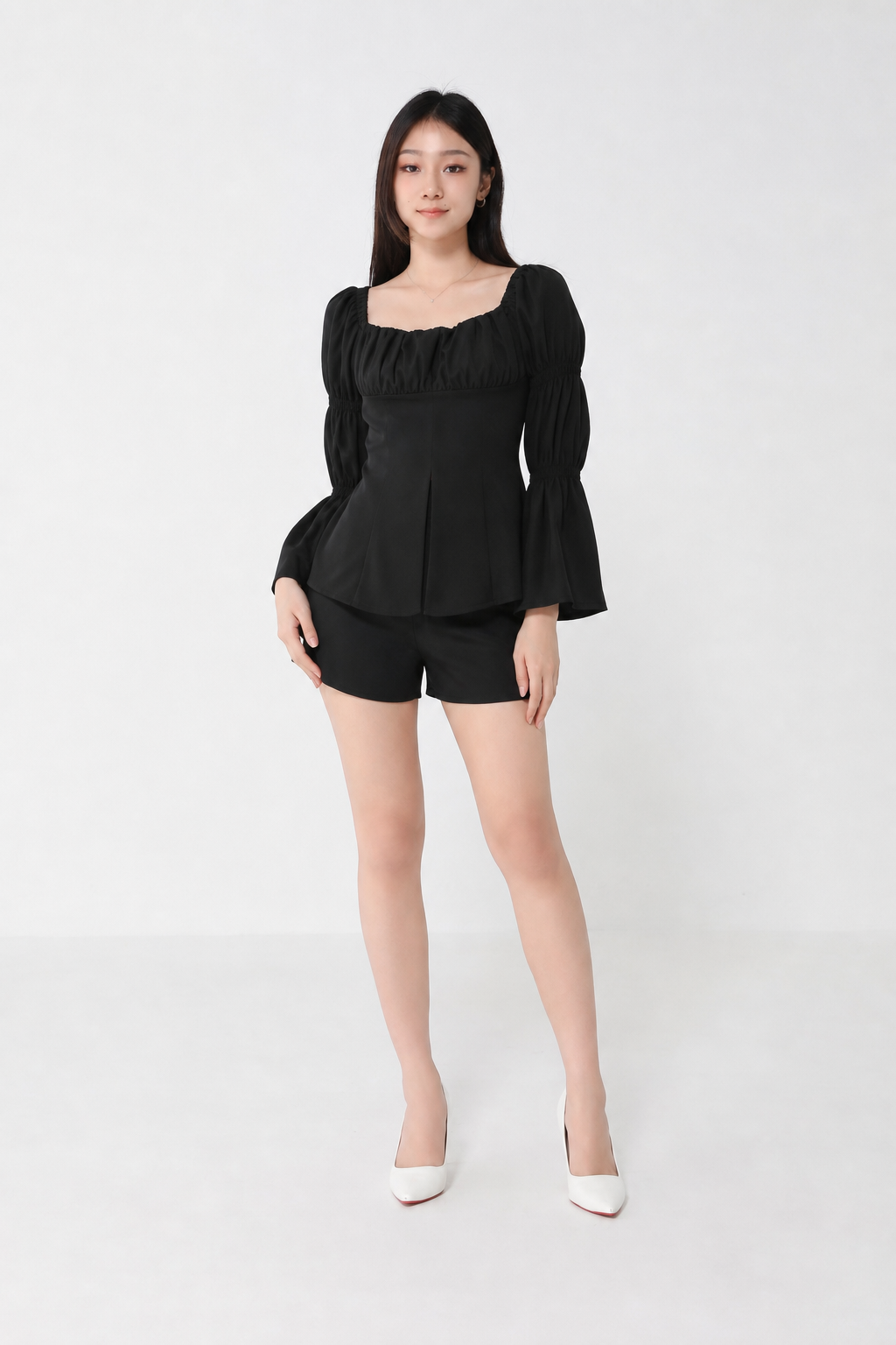 Off Shoulder Long Sleeve Split Set