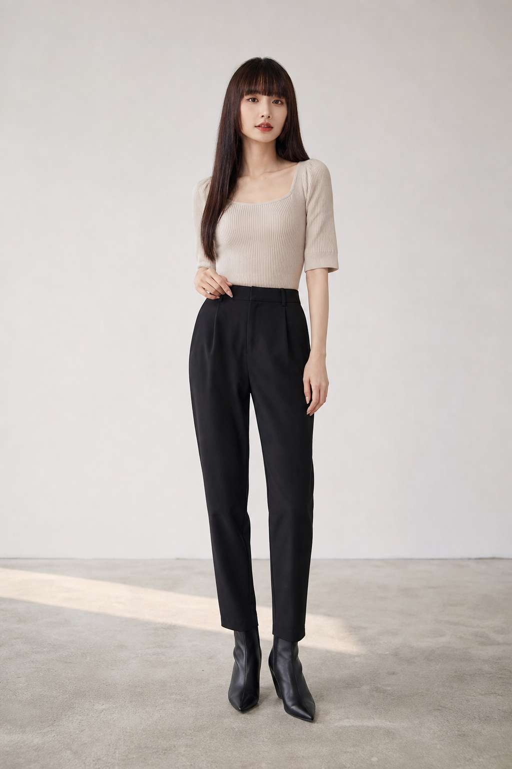 Knitted Basic Plain Top 16907