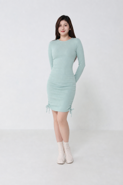 Knitted Side Drawstring Dress 