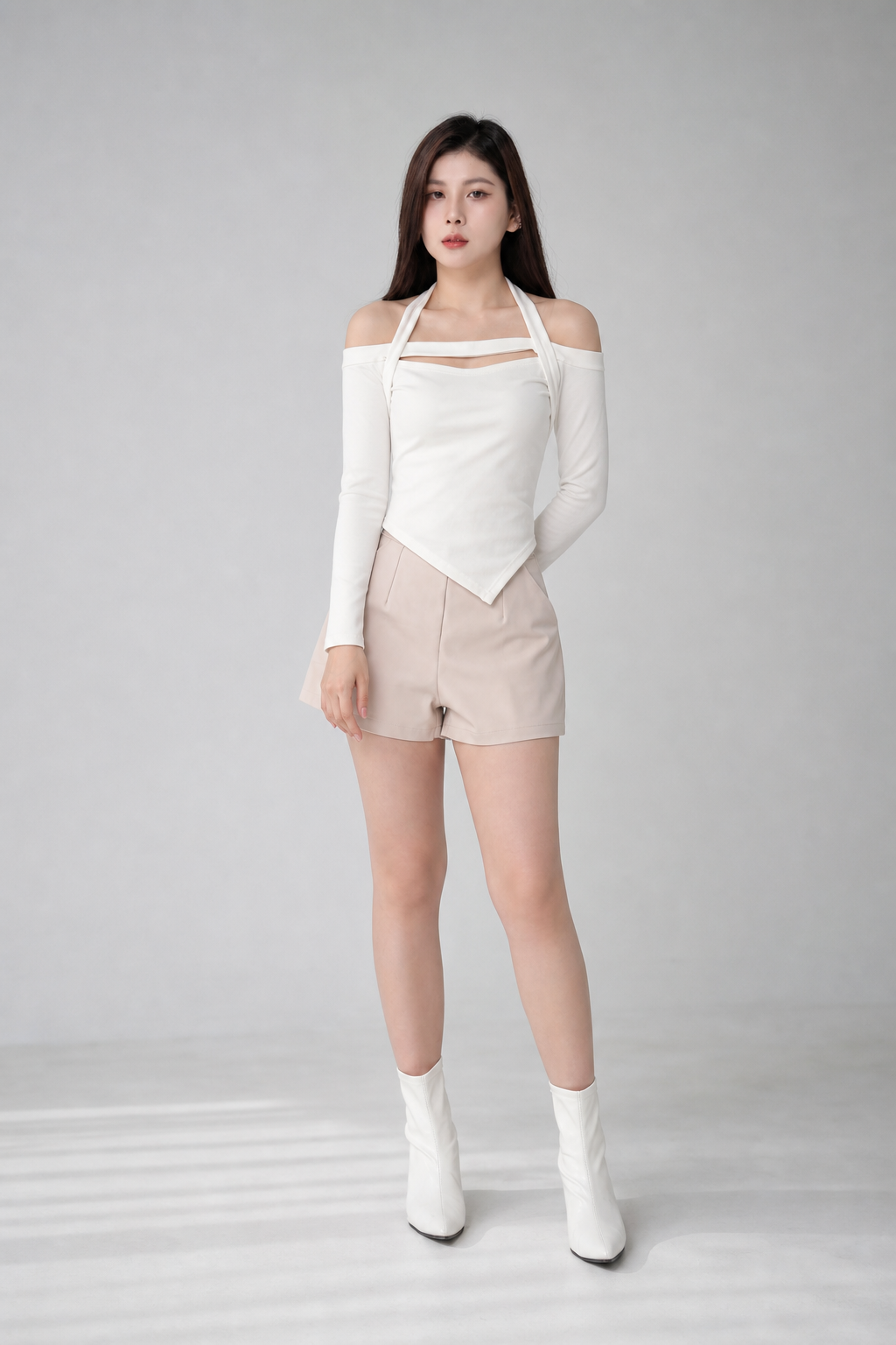 Boat Neckline With Irregular Long Top 19300