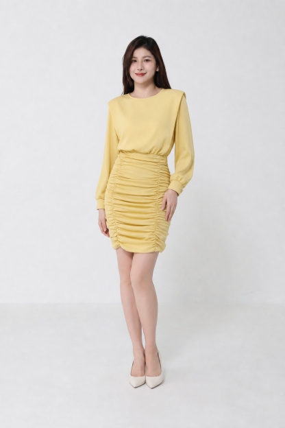 Long Sleeve Drawstring Dress 