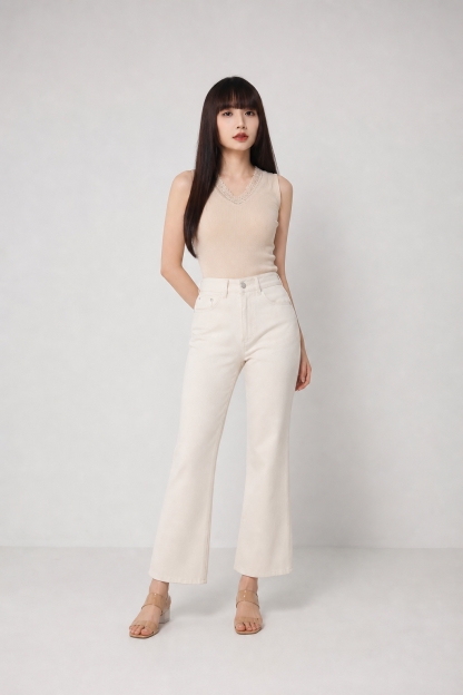 Sleeveless V Neck Lace Top 18397