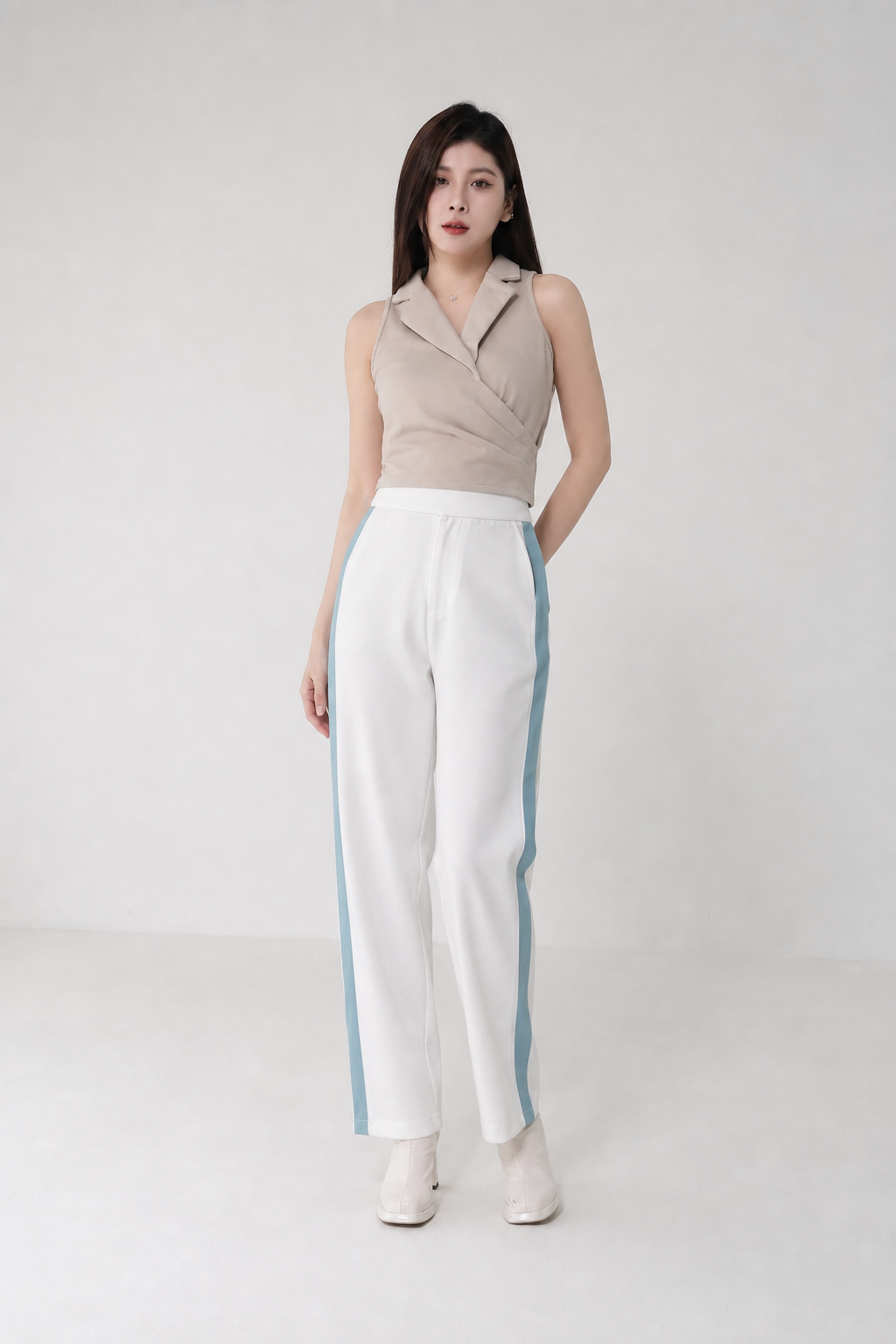 High Waist Side Pocket Long Pant  13513