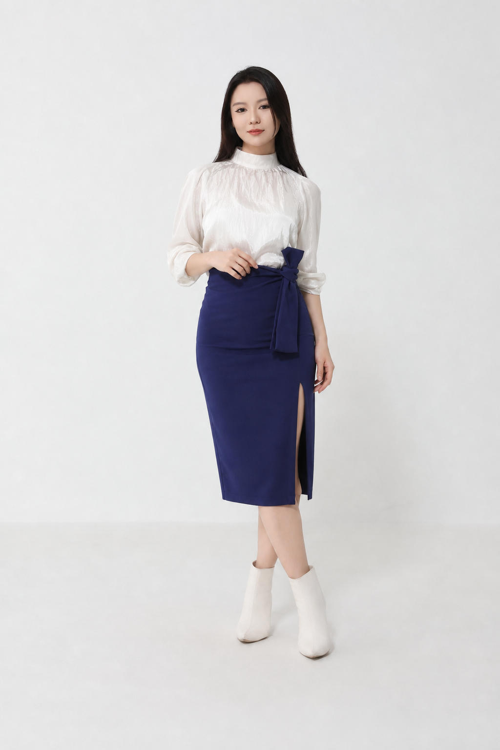 Side Strap Tie Up Long Skirt 20452
