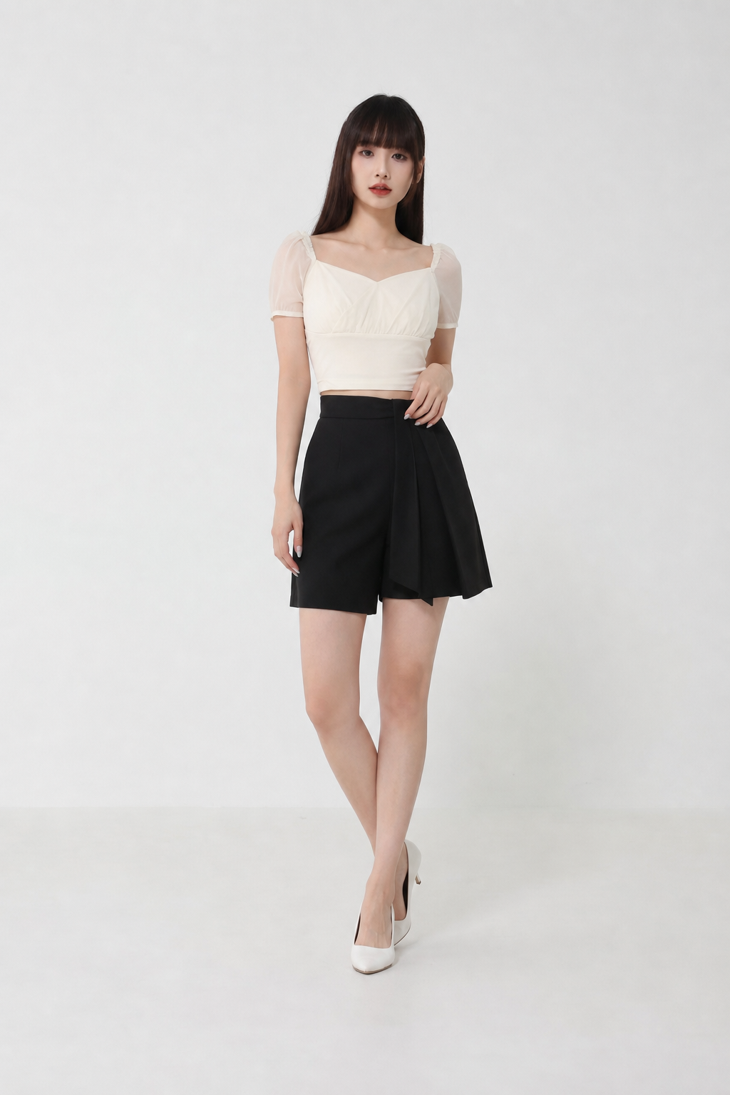 Sweetheart Neckline Wrap Lace Top 