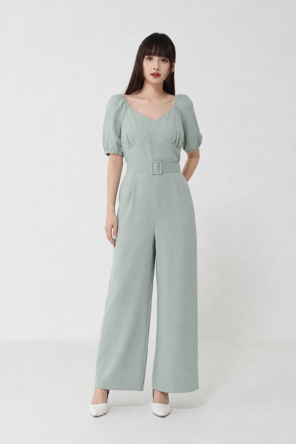 Sweetheart Neckline Side Pocket With Belt Jumpsuit 
