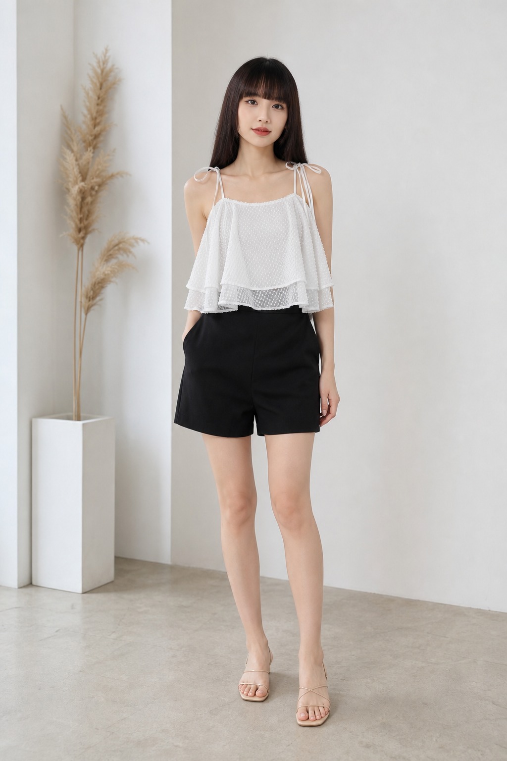 Two Tone Layered With Tie Up Jumpsuits 16028