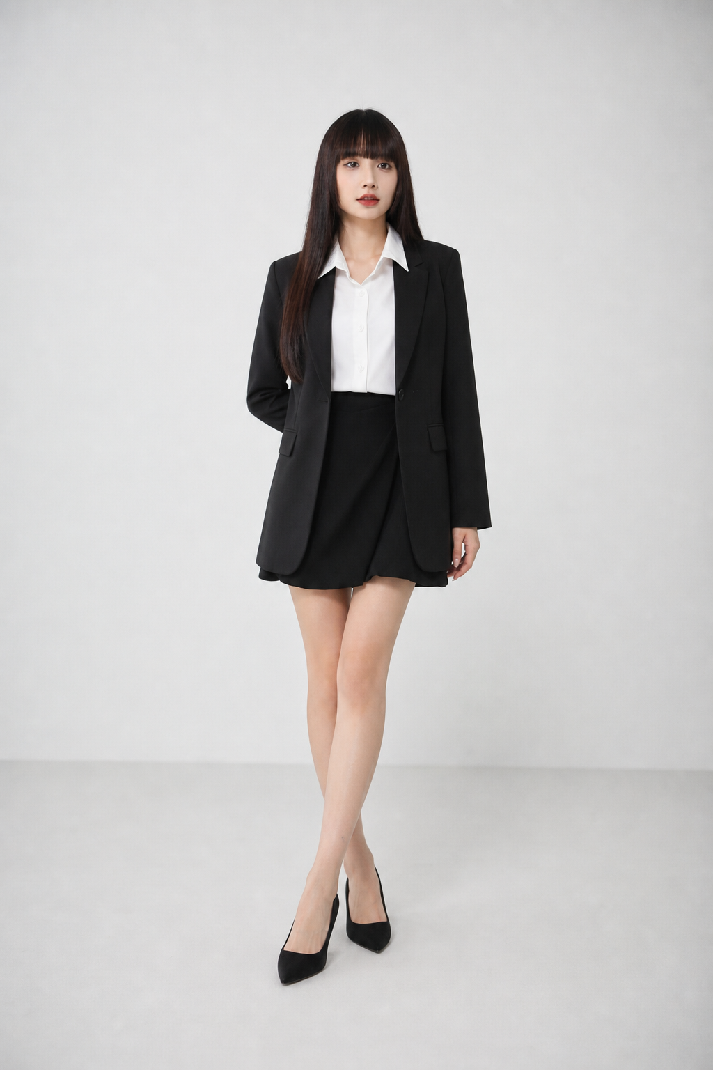 Collared Long Sleeve Front Buttton Blazer 17923