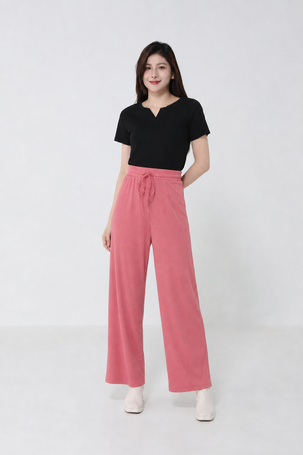 Casual Sweetheart Neckline Basic Top With Long Pants Set 
